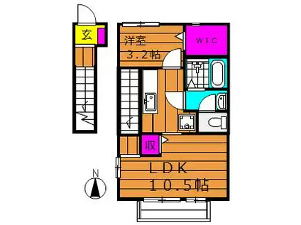サンフォーレストII(1LDK/2階)の間取り写真
