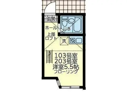 ユナイト境之谷タルトフロマージュ(ワンルーム/2階)の間取り写真