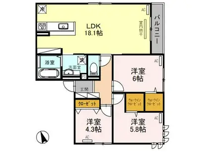 クラシスト万代(3LDK/2階)の間取り写真