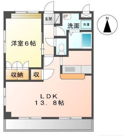 ラティールI(1LDK/1階)の間取り写真