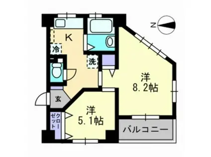 カルム厚生町(2K/4階)の間取り写真