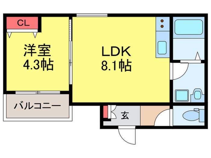 生野区巽南1丁目AP(1LDK/2階)の間取り写真