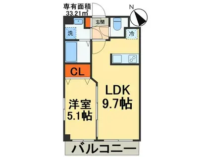 金太郎ヒルズ215(2DK/5階)の間取り写真