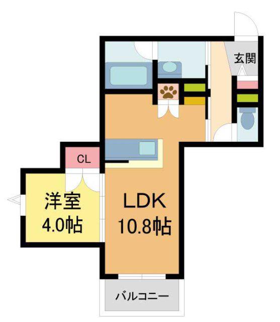 西宮市門前町ヘーベルメゾン(1LDK/1階)の間取り写真