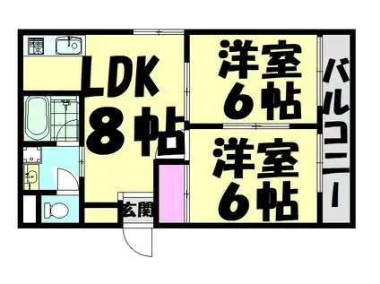 サウスパーク浜寺(2LDK/3階)の間取り写真
