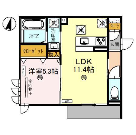 CLASHIST常磐町(1LDK/1階)の間取り写真