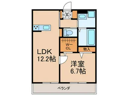 プラスリンガーデン(1LDK/2階)の間取り写真