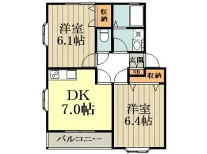 OZ参番街(2DK/1階)の間取り写真