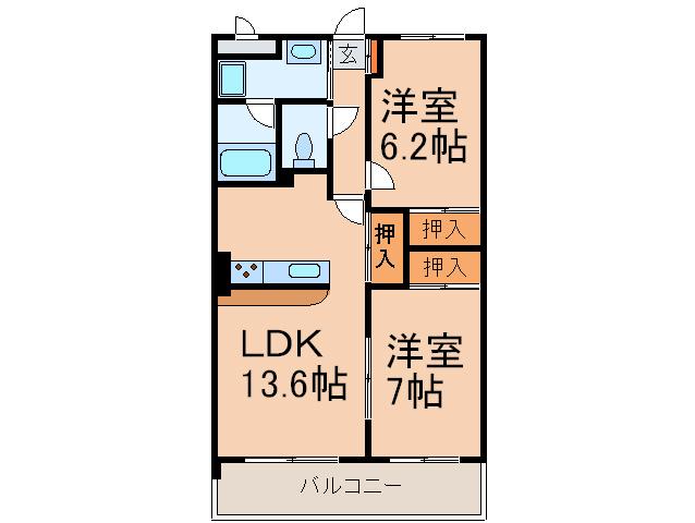 レージュ竜泉(2LDK/1階)の間取り写真