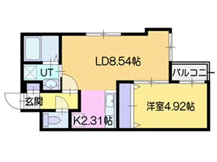 グランジ厚別(1LDK/2階)の間取り写真