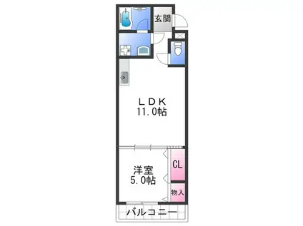レオパレスコンフォートヒルズ(1K/1階)の間取り写真