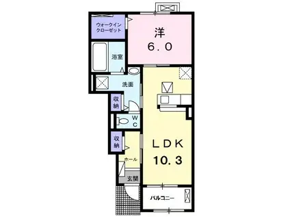 ベルヴォワール(1LDK/1階)の間取り写真