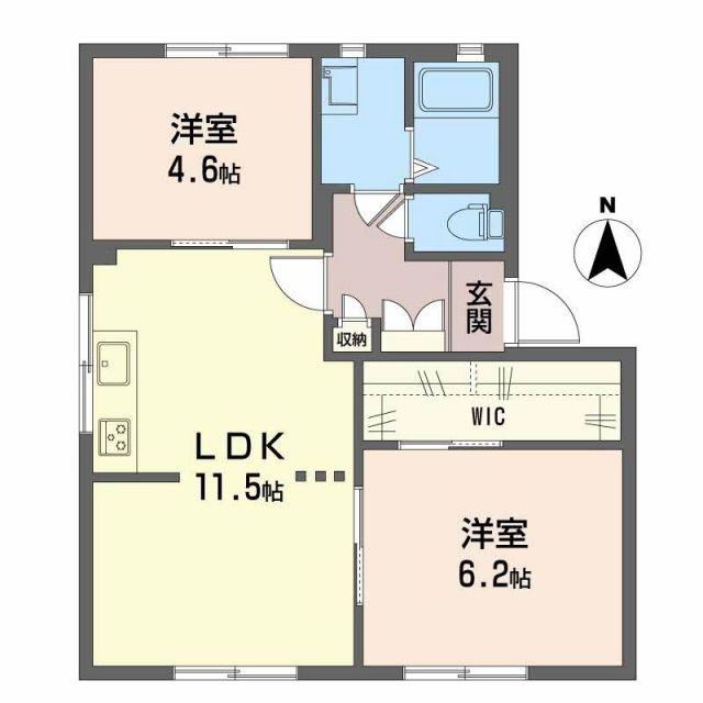 ウイズN C棟(3DK/1階)の間取り写真