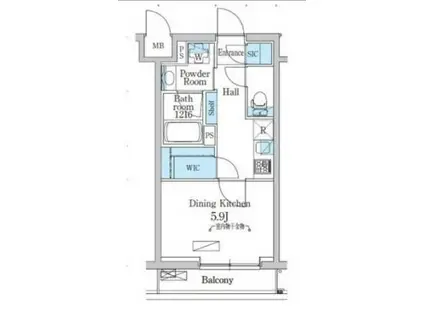 デュオフラッツ千歳船橋(1K/1階)の間取り写真