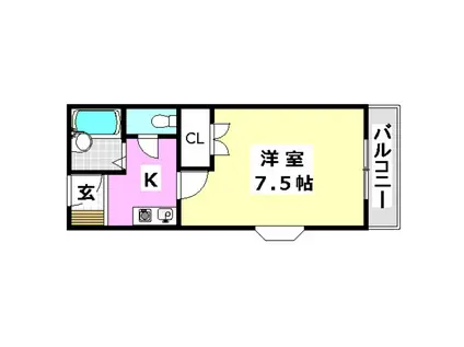 コスモ西中条(1K/3階)の間取り写真