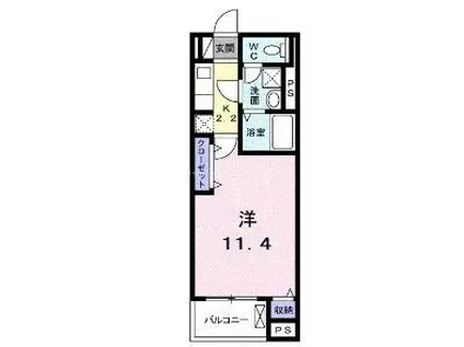 ロアシス(1K/3階)の間取り写真