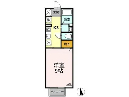 フェアリーS(1K/1階)の間取り写真