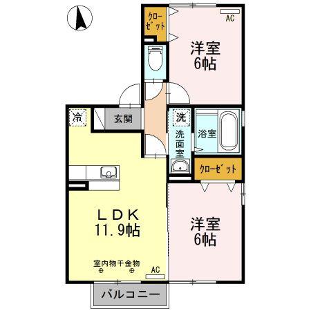 WIT盛南II(2LDK/2階)の間取り写真