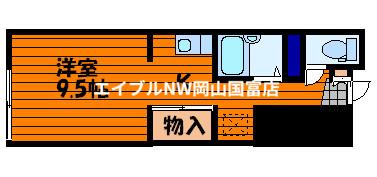 レアル南方II(1K/1階)の間取り写真