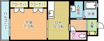 REZIA小倉(1DK/4階)の間取り写真