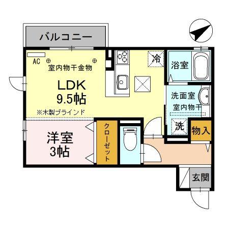 フェリスIII(1LDK/1階)の間取り写真