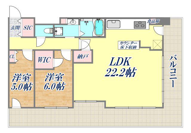 ベイシティタワーズ神戸イースト(2LDK/20階)の間取り写真