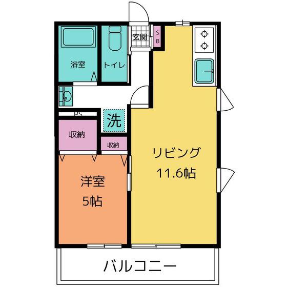 グラスリード.2(1LDK/3階)の間取り写真