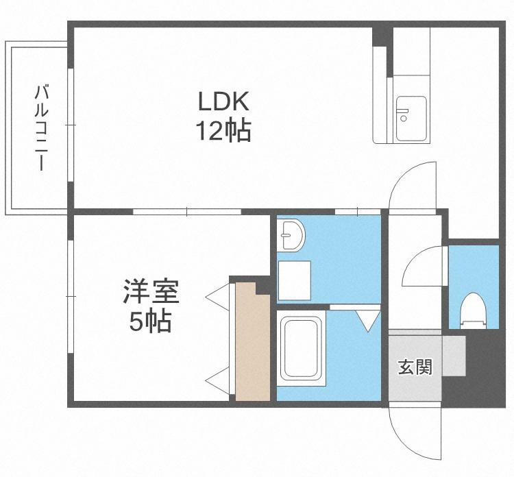 カーサ ボールパーク(1LDK/1階)の間取り写真