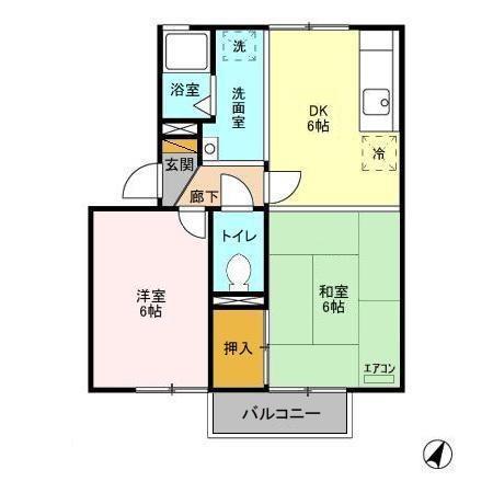 カーサフォンターナ(2DK/2階)の間取り写真