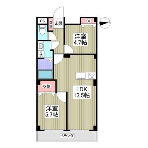 シャイニーハイツ(2LDK/1階)の間取り写真