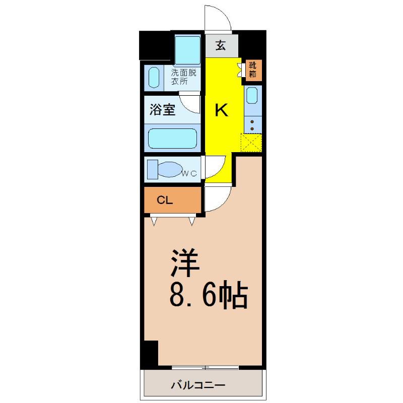 イースタンヒルズ本郷駅前(1K/6階)の間取り写真