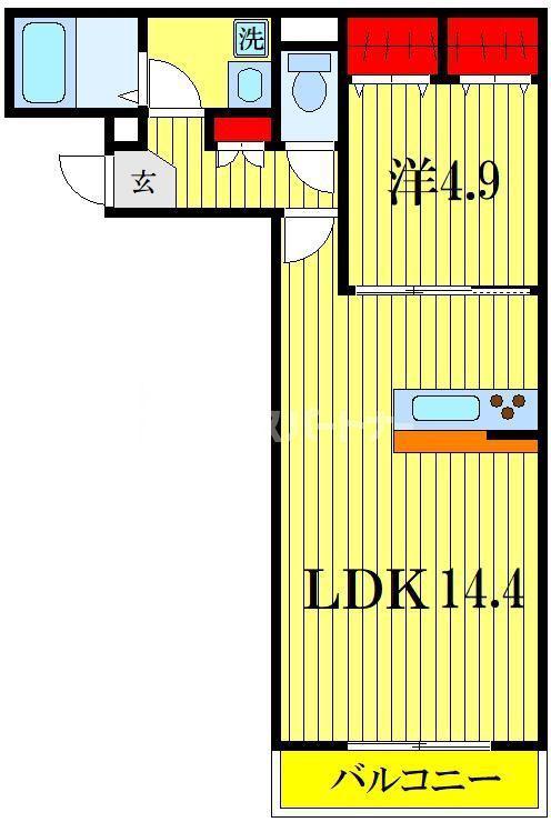 カーサスミレセグンダ(1LDK/2階)の間取り写真