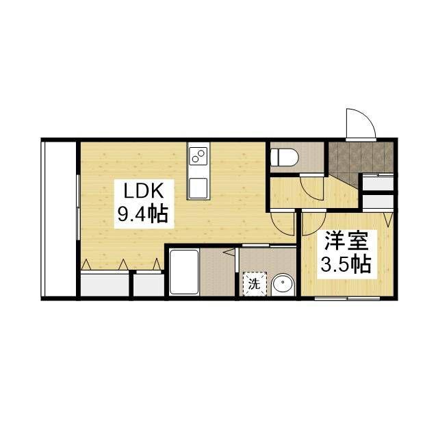 プランドール沖野上(1LDK/1階)の間取り写真