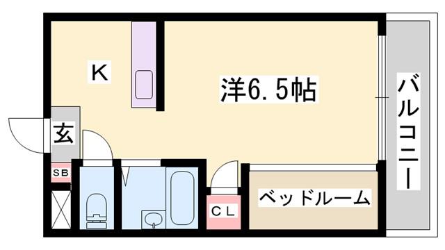 クラージュ保城(ワンルーム/4階)の間取り写真