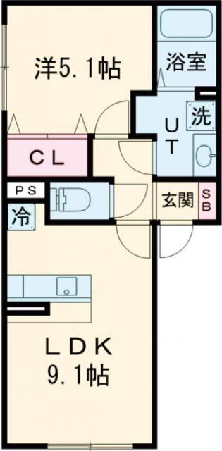 FIRST SKY H(1LDK/2階)の間取り写真