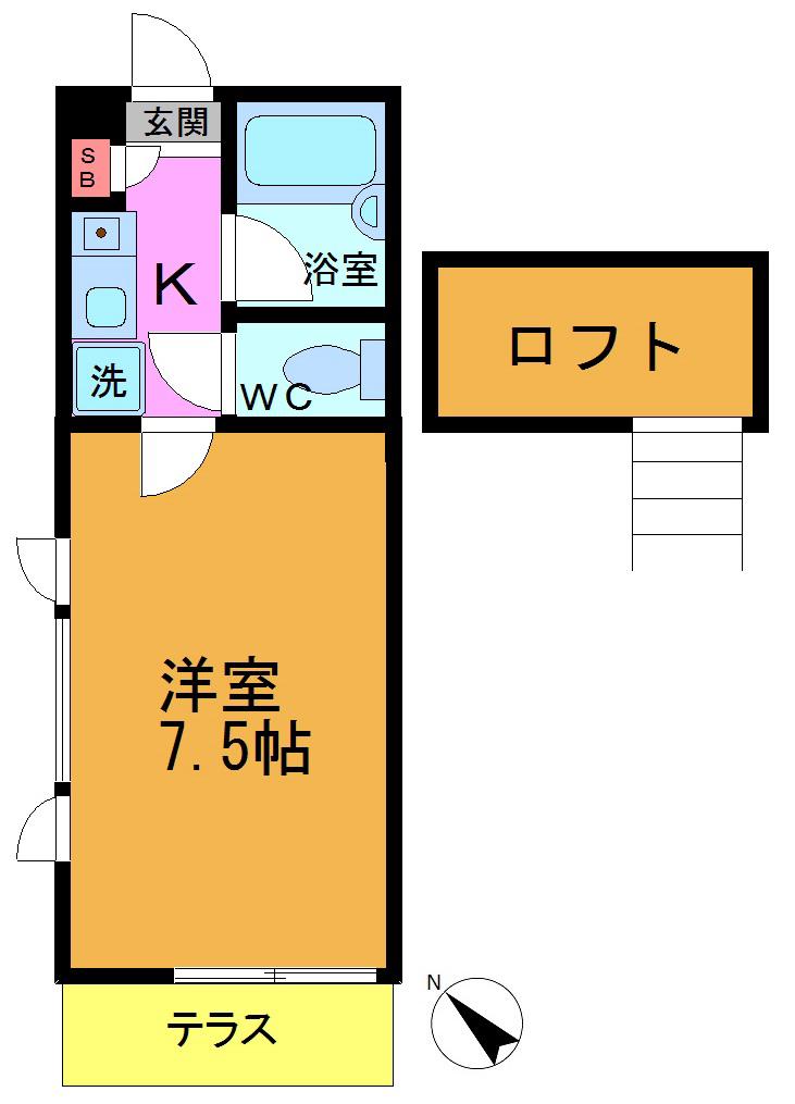 ジュネパレス市川第43(1K/1階)の間取り写真