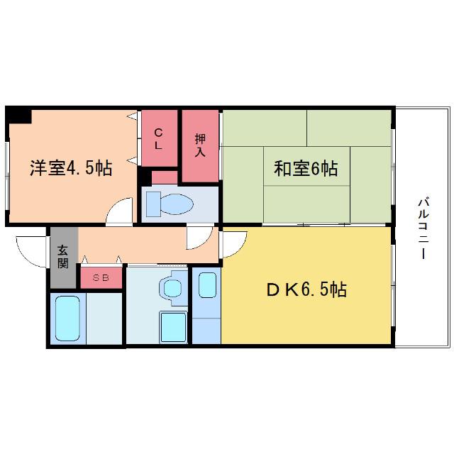 オクト千歳(2DK/4階)の間取り写真