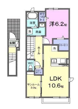REGINA.Y(1LDK/2階)の間取り写真