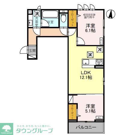 リヴェール・パルコ(2LDK/3階)の間取り写真