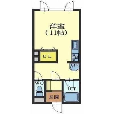 アールズコート美原II(ワンルーム/1階)の間取り写真