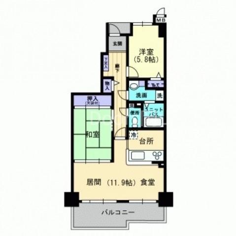 サーパス北新保(2LDK/3階)の間取り写真