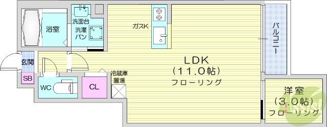 CRASTINE荒井2丁目(1LDK/1階)の間取り写真