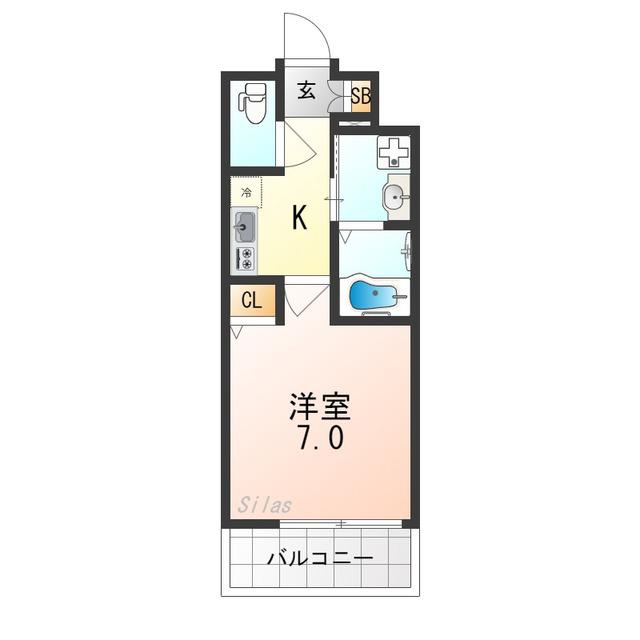 エスカーサ京都四条梅津(1K/7階)の間取り写真