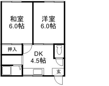 クレール行村(2DK/2階)の間取り写真