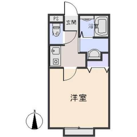 ハートヒルズ稲熊(1K/2階)の間取り写真