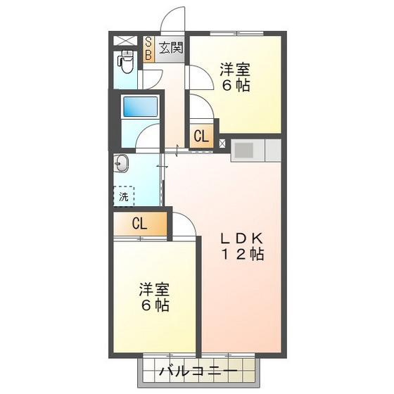 サープラス石塚B(2LDK/1階)の間取り写真