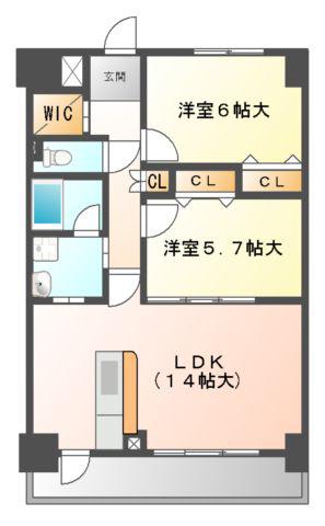 クリスタルスイタタカハマ(2LDK/1階)の間取り写真