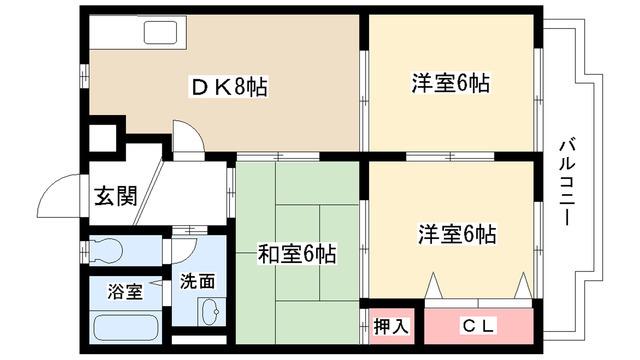 サンハイツカワイ(3DK/1階)の間取り写真