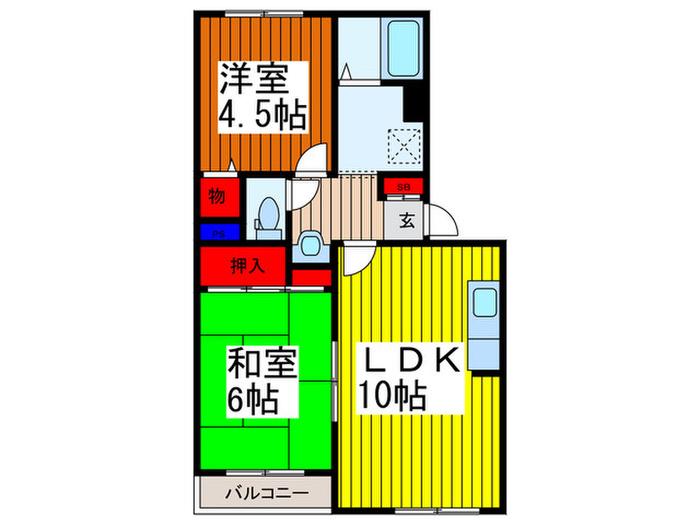 リバーハイツ(2LDK/1階)の間取り写真