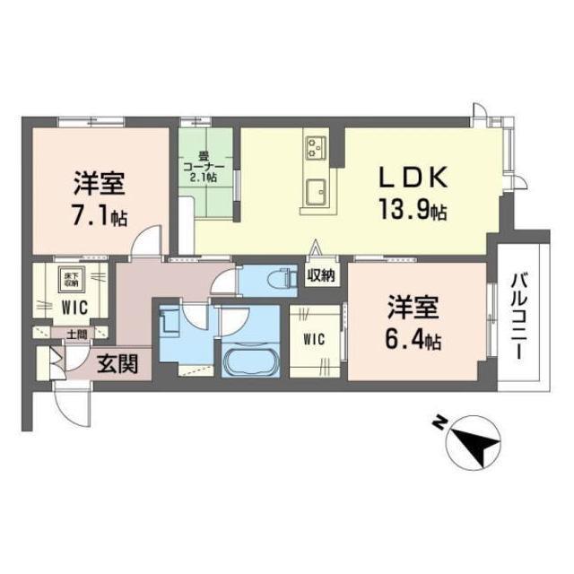 シャーメゾン美しが丘(2LDK/3階)の間取り写真